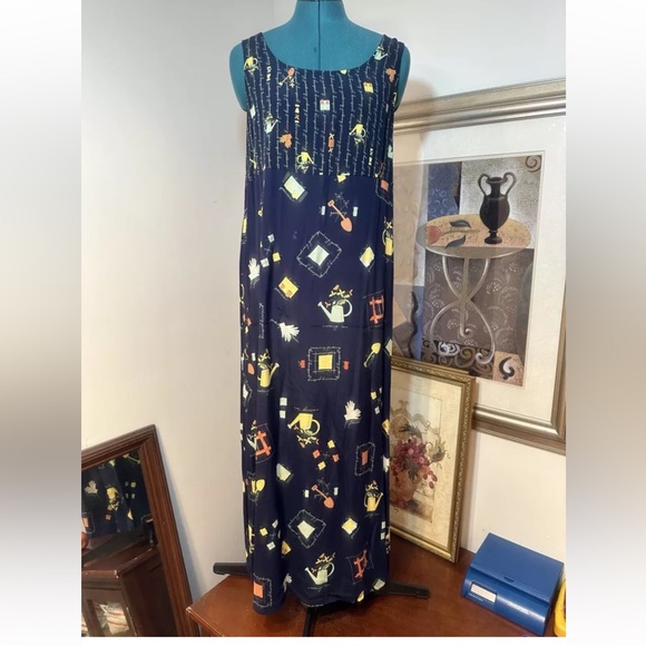 Melrose Studio Blue Unlined Sleeveless Shift Dress Size Large - Picture 1 of 9